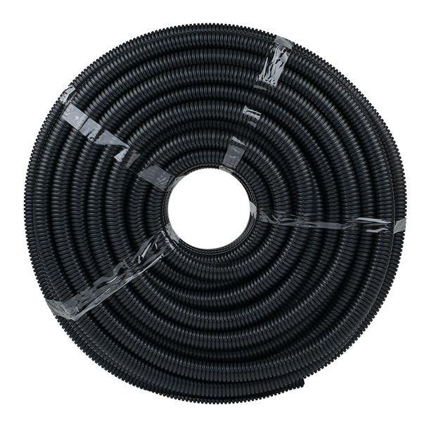 Труба гофрированная d25мм с протяжкой безгалоген. трудногорючая (FRHF) черн. (уп.75м) Plast EKF FRHF-25