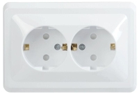 Розетка 2-м СП Вега РСш12-3-ВБ с заземл. контактом и защ. штор 16А бел. GENERICA ERV24-K01-16-DM