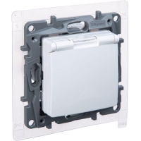 Розетка 1-м Etika 16А IP44 250В с заземл. защ. шторки с крышкой безвинтов. зажимы бел. IEK 672226
