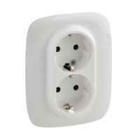 Розетка 2-м СП Valena Allure 16А IP20 250В 2х2P+E защ. шторки безвинт. клеммы с лицев. панелью бел. Leg 753726
