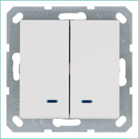 Выключатель 2-кл. 10А IP20 с подсветкой механизм бел. глянцевый Jasmart G3023NW