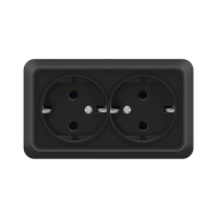 Розетка 2-м ОП Олимп 16А IP20 с заземл. черн. Universal 2216