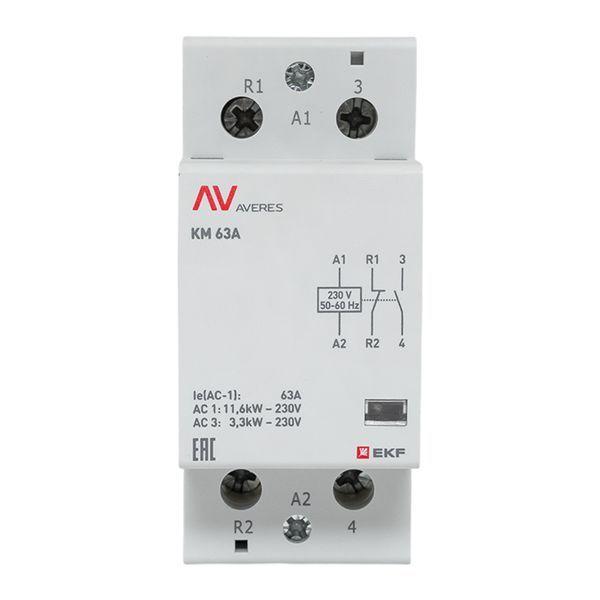 Контактор модульный КМ 63А 1NC+1NO 230В AC (2 мод.) AVERES EKF km-av-2-63-11-230V