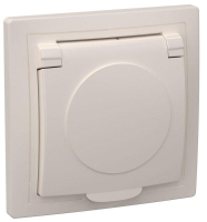 Розетка 1-м СП Кварта РСб10-3-ККм 16А IP20 с заземл. с крышкой крем. GENERICA ERK15-K33-16-DM