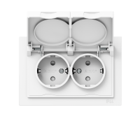 Розетка 2-м СП Эпика 16А IP44 с заземл. защ. шторки с рамкой с крышками механизм бел. EKF UP1-SOW-211-44