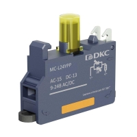 Блок контактный с клеммным безвинтовым зажимом со светодиодом на 9-24В желт. DKC MC-L24YPP