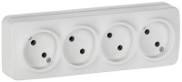 Розетка 4-м ОП GLORY РС24-2-ХБм 10А без заземл. без защ. шторок бел. матов. IEK ERH40-K01M-10
