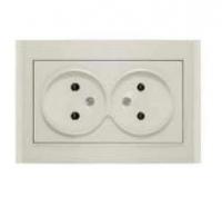 Розетка 2-м СП Бриллиант 16А IP20 без заземл. сл. кость UNIVersal 7948738
