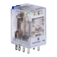 Реле миниатюрное промышленное общего назначения 2CO ком. ток 12А AgSnO2 напряжение 24В DC опция: тест-кнопка+светодиод+защитный диод DKC IR-24DC-W2CO-D
