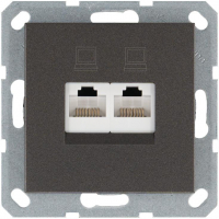 Розетка компьютерная 2-м RJ45 IP20 кат. 5E механизм мокко Jasmart G6106Z