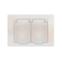 Розетка 2-м СП Афина 16А IP20 с заземл. c крышкой в сборе жемчуж. Universal A0031-OBr