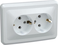 Розетка 2-м СП Вега РС12-3-ВБ с заземл. контактом без защ. шторок 16А бел. GENERICA ERV21-K01-16-DM