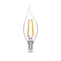 Лампа светодиодная филаментная Basic Filament 5.5Вт свеча на ветру 4100К Е14 530лм (уп.3шт) GAUSS 1041126T
