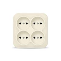 Розетка 4-м ОП 10А IP20 квадрат. без заземл. сл. кость IONICH 1453