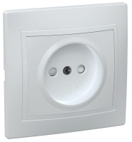Розетка 1-м СП Кварта РСш10-2-КБ 10А IP20 без заземл. защ. шторки бел. GENERICA ERK10-K01-10-DM