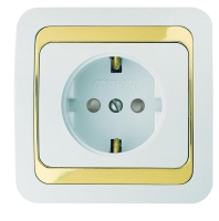 Розетка Mimoza с заземл. с защитой от детей с зол. вставкой Makel 12258