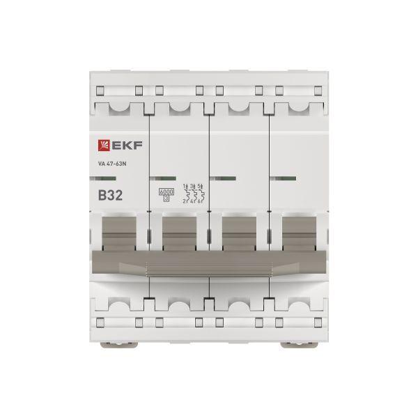 Выключатель автоматический модульный 4п B 32А 6кА ВА 47-63N PROxima EKF M636432B