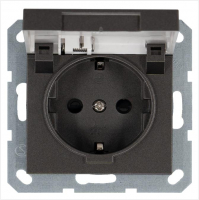 Розетка 1-м Shuko 16А IP20 с заземл. защ. шторки с крышкой механизм мокко Jasmart G5505Z