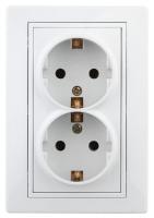 Розетка 2-м СП Plano 1-208-01 16А IP20 250В 2х2P+E Schuko защ. шторки бел. Intro Б0053933