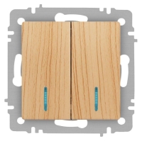 Выключатель 2-кл. СП Accent 6-105-11 10А IP20 250В с подсветкой AL/CU сосна Intro Б0063529