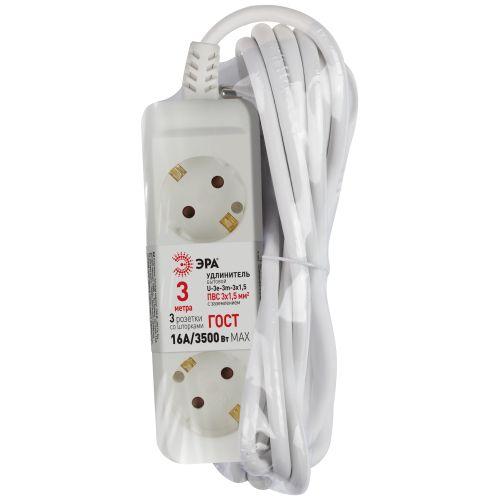Удлинитель 3х3м с заземл. ПВС 3х1.5 16А U-3e-3m-3x1.5 Эра Б0044032