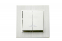 Выключатель 2-клав. с подсветкой Karea LINE STAR жемчуж. Makel 86100023