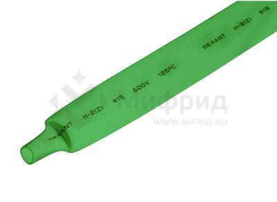 Трубка термоусадочная ТУТ нг 15.0/7.5 зел. 1м REXANT 21-5003