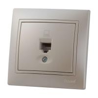 Розетка компьютерная 1-м СП Mira RJ45 16А IP20 со вставкой жемчуж./бел. перламутр. LEZARD 701-3030-139