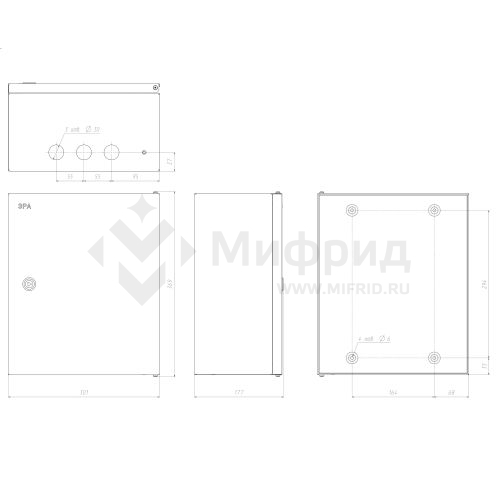 Корпус ЩМПг-03 360x300x175 IP54 SHMPg-03_IP54_SIMPLE метал. Эра Б0047693