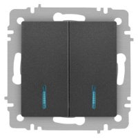 Выключатель 2-кл. СП Accent 6-105-07 10А IP20 250В с подсветкой AL/CU графит Intro Б0063521