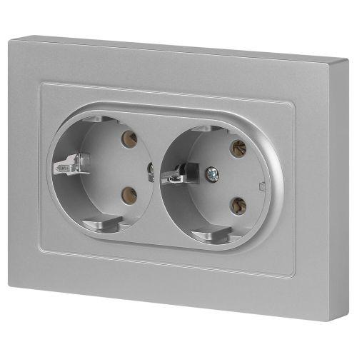 Розетка 2-м СП Accent 6-205-03 16А IP20 250В 2P+E Schuko AL/CU алюм. Intro Б0063490