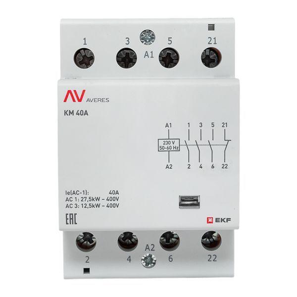 Контактор модульный КМ 40А 3NO+1NC 230В AC (3 мод.) AVERES EKF km-av-3-40-31-230V