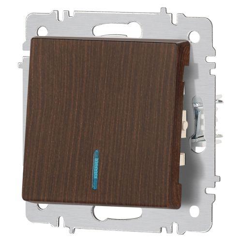 Выключатель 1-кл. СП Accent 6-102-10 10А IP20 250В с подсветкой AL/CU венге Intro Б0063449