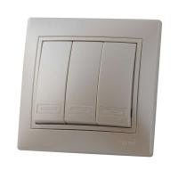 Выключатель 3-кл. СП Mira 10А со вставкой жемчуж./бел. перламутр. LEZARD 701-3030-109