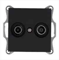 Розетка телевизионная оконечная TV + FM 2-м Ф9.5мм механизм черн. матовый soft touch Jasmart G6204PB