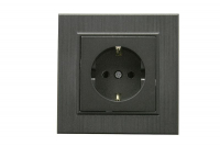 Розетка 1-м Karea LINE STAR с заземл. дым. металлик Makel 86050028