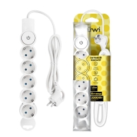 Фильтр сетевой 5х1.5м с/з со шторками с выкл 2200Вт 10А бел. Duwi 32574 1