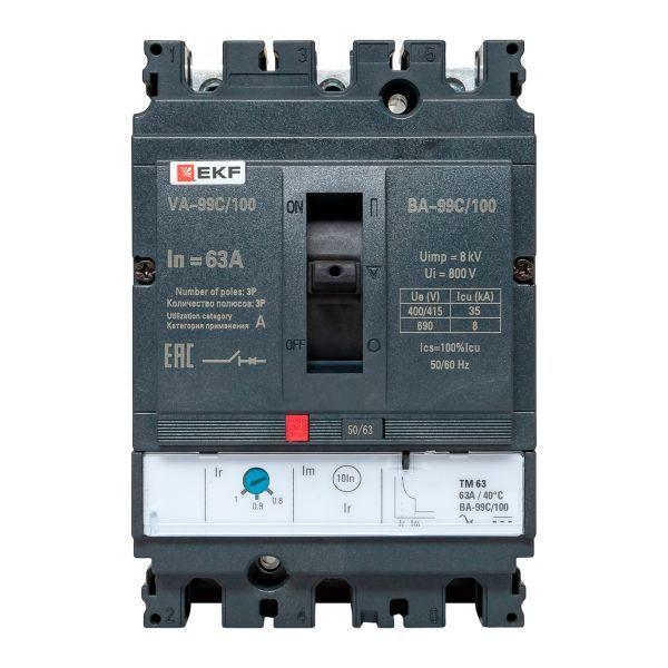 Выключатель автоматический 3п 100/63А 36кА ВА-99C Compact NS PROxima EKF mccb99C-100-63
