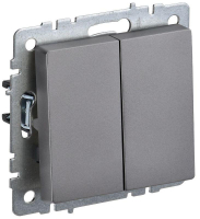 Выключатель проходной 2-кл. СП BRITE ВС10-2-6-БрС 10А механизм сталь IEK BR-V22-0-10-K46