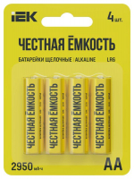 Элемент питания алкалиновый AA/LR6 Alkaline (блист.4шт) IEK ABT-LR06-OP-L04