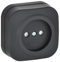 Розетка ОП GLORY РСш20-2-ХЧм 10А без заземл. защ. шторки черн. матов. IEK ERH13-K02M-10