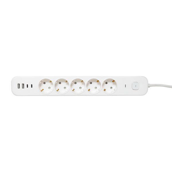 Удлинитель 5х1.5м IP20 2USB 2.4А+2type-C LUX 1.5кв.мм EKF UBA-LUX-515-TC