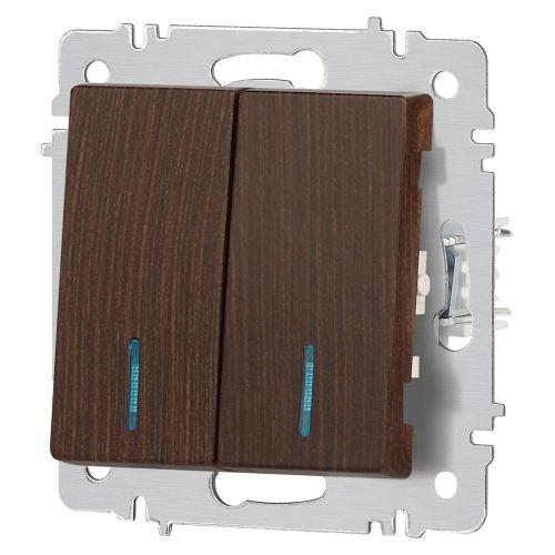 Выключатель 2-кл. СП Accent 6-105-10 10А IP20 250В с подсветкой AL/CU венге Intro Б0063527