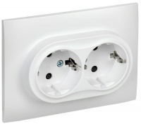 Розетка 2-м SKANDY 16А с заземл. защ. шторки в сборе SK-R07W арктич. бел. IEK SK-R24-16-K01-F