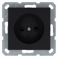 Розетка 1-м 16А IP20 без заземл. защ. шторки механизм черн. матов. soft touch Jasmart G5503PB