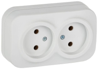 Розетка 2-м ОП GLORY РС22-2-ХБм 10А без заземл. без защ. шторок бел. матов. IEK ERH20-K01M-10