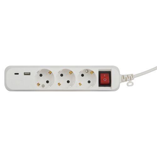 Удлинитель 3х3м с заземл. 10А +1xUSBA+1xUSBC с выкл. UB-3es-3m-USB Эра Б0052898