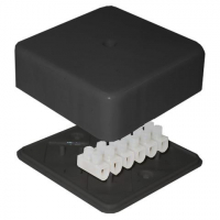 Коробка распределительная ОП 78х78х30мм 6 выходов 10А 6 контактов крышка с винтовым креплением клеммный зажим материал – полипропилен IP41 черн. Epplast 170221