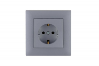Розетка 1-м Karea RIZZ STAR с заземл. сер. Makel 88065028