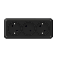 Розетка 3-м ОП Олимп 16А IP20 без заземл. черн. Universal 2217